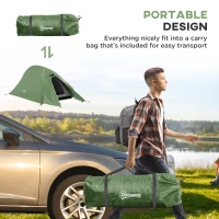 Outsunny Double Layer Camping Tent, 1-2 Man Backpacking Tent with Carry Bag, 2000mm Waterproof and Lightweight, Green(m-7)