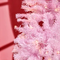 HOMCOM Árbol de Navidad Artificial con 618 Ramas 300 Luces LED IP20 Decoración Navideña para Interiores Ø63x180 cm Rosa(m-8)