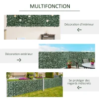 Outsunny Haie Artificielle Brise-Vue décoration Rouleau 2,4L x 1H m Feuillage réaliste Anti-UV Vert(m-5)