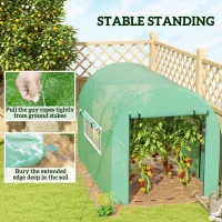 Outsunny 300 x 200cm Walk-In Polytunnel Greenhouse - Green(m-7)