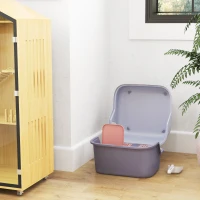 PawHut Katzentoilette, Katzenklo mit Deckel und Schaufel, leicht zu reinigen, verschließbar, Lila(m-8)