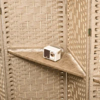 HOMCOM Paravento da Interno a 4 Pannelli Pieghevole con Mensole 160x170 cm, Colore Naturale(m-8)