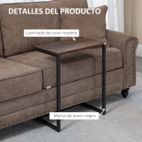 HOMCOM Juego de 3 Mesas Auxiliares de Estilo Industrial en Forma de C  45x30x60cm 40x28x56cm y 34x25x50cm Marrón Rústico(m-7)