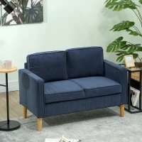 HOMCOM Small Two-Seater Corduroy Sofa - Blue(m-2)
