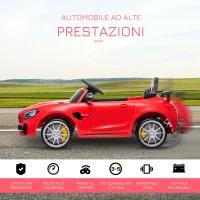 HOMCOM Macchinina per Bambini Elettrica 12V con Licenza Mercedes-AMG GTR, Velocità 3-5km/h, 105x58x45 cm, Rosso(m-4)
