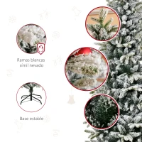 HOMCOM Árbol de Navidad Nevado 210 cm Árbol de Navidad Artificial con 784 Puntas de Rama Ignífugas y Soporte de Acero Decoración Navideña para Interiores Verde y Blanco(m-5)