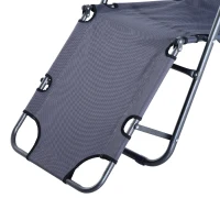 Outsunny Sonnenliege mit Kissen, Klappbare Strandliege mit 2-Fach verstellbare Rückenlehne Gartenliege, 2-in-1 Relaxliege, Metall + Oxfordstoff, Grau 135 x 60 x 89 cm(m-7)