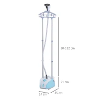 HOMCOM Stiratrice a Vapore, Ferro da Stiro Verticale da 2L, Potenza 1800W, Doppia Asta Telescopica Retrattile, 24x35x21cm, Azzurra(m-3)