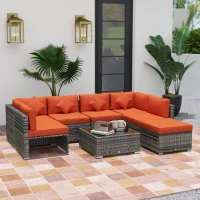 Outsunny Eight-Piece Rattan Sofa Set - Orange/Grey(m-2)
