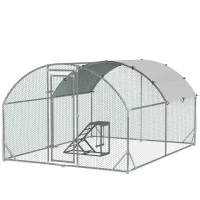 PawHut Walk In Chicken Run with Chicken Activity Shelf and Cover, 2.8 x 3.8 x 2m(m-11)
