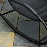 Outsunny Chaise longue à bascule rocking chair ergonomique avec tétière accoudoirs métal galvanisé textilène dim. 63l x 160P x 88H cm noir(m-7)