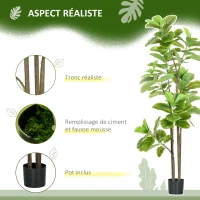 HOMCOM Lot de 2 plantes artificielles Figuier à feuilles de violon Ficus Lyrata hauteur 180cm avec Pot(m-5)