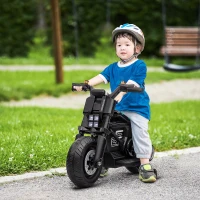 HOMCOM Kids Electric Motorbike with Siren, Horn, Headlights, Music, Training Wheels, for Ages 3-5 Years - Black(m-10)