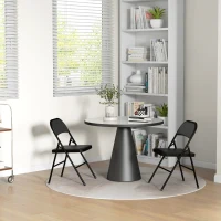 HOMCOM 2er-Set Klappstühle, Tragbare Bürostühle, Metallbeine, Faltstuhl für Büro, Empfang, Wartezimmer, Kunstleder, Schwarz(m-8)