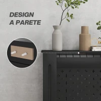 HOMCOM Copritermosifoni in Legno MDF Traforato a Croce con Ripiano e Fissaggio a Muro, 78x19x82 cm, Nero(m-6)