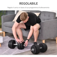 HOMCOM Set Manubri Palestra 30kg (8x2.5 kg, 4x1.5 kg), Pesi Palestra con 12 Dischi e 2 Manubri da 2 kg per Allenamento a Casa, Nero(m-4)