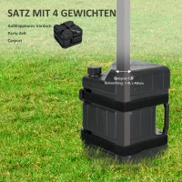 Outsunny Pavillon-Gewichte Zeltgewichte, wetterbeständig, befüllbar, 21 x 21 x 30 cm, Schwarz(m-4)