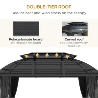 Outsunny 4 x 3m Aluminium Frame Hard Gazebo, with Accessories - Black(m-4)