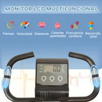 HOMCOM Bicicleta Estática Plegable Regulable en Altura Resistencia Magnética Ajustable Bici Estática con Pantalla LCD y Asiento con Respaldo Sensor de Pulso Carga 120 kg para Casa 105x48x118 cm Negro(m-4)
