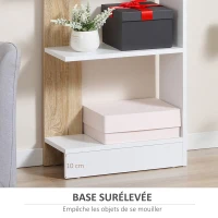 HOMCOM Bibliothèque Étagère de Rangement avec 5 Compartiments Ouverts Design Simple Moderne Idéale pour Salon Chambre Bureau 45 x 21 x 170 cm Blanc et Chêne(m-5)