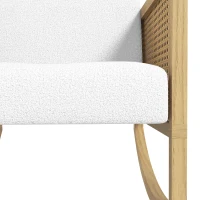 HOMCOM Poltrona a Dondolo Imbottita in Poliestere e Legno di Pioppo, 60x76x74 cm, color Legno e Crema(m-8)