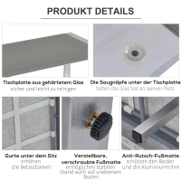 Outsunny Gartenmöbel Sofa Set für 5 Personen mit Alu. Teetisch mit gehärtetem Glas Grau(m-7)