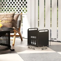 Outsunny Feuerholzgestell, 2 Tragegriffe, Stahlrahmen, bis 30kg, 36x30x36cm, Schwarz(m-3)