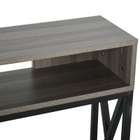 HOMCOM Tavolo Consolle Stile Vintage Industriale con 3 Ripiani e Telaio in Metallo, Grigio e Nero, 120x23.5x75cm(m-9)