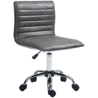 HOMCOM Armless Task Desk Chair, Swivel Office Chair with Microfibre Cloth, Adjustable Seat Height, Chrome Base, Wheels for Home, Grey(m-11)