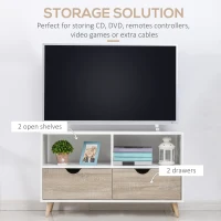 HOMCOM TV Stand Cabinet for TVs up to 42", Modern TV Unit with Shelf, Drawers and Storage Cabinet, Entertainment Center for Living Room, Beige(m-4)