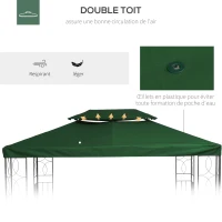 Outsunny Toile de rechange pour pavillon tonnelle tente 3 x 4 m polyester haute densité 180 g/m² vert(m-6)