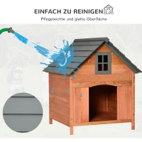 PawHut Hundehütte Outdoor Hundehaus Hundehöhle aus Holz Winterfest für mittelgroße Hunde Natur 81,3 x 91,5 x 98,5 cm(m-5)