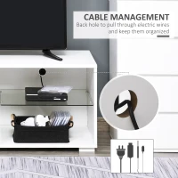 HOMCOM High Gloss TV Stand Storage Cabinet with 2 Shelves for Living Room Home Furniture White(m-5)