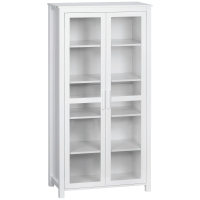 HOMCOM Küchenschrank, 4 Regale, 2 Glastüren, 80 cm x 39,5 cm x 160 cm Weiß