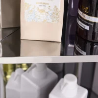 kleankin Corner Mirrored Bathroom Cabinet w/ 3 Shelves 2 Doors On-Wall Storage Unit Organiser Stainless Steel Frame Home Furnishing(m-9)