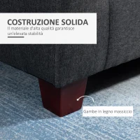 HOMCOM Divano Angolare a 3 Posti con Poggiapiedi e Cuscini, Divanetto a forma L per Salotto e Soggiorno, in Tessuto di Lino, Grigio Scuro, 195 x 81 x 86cm(m-6)
