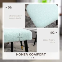 HOMCOM Hocker, Fußstütze, gepolsterter Sitz, Kaschmir-Optik, Stahlbeine, 42 x 42 x 44 cm, Hellblau(m-4)