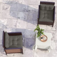 Outsunny 2-Piece Seat Cushions Back Pillows Replacement, Patio Chair Cushions Set for Indoor Outdoor, Charcoal Grey(m-6)