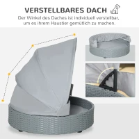 PawHut Rattan Hundehütte mit Kissen Hundehaus Haustierbett Hundebett Hundematratze Hundekorb Hundesofa Hunde Katzen Outdoor Grau 76 x 76 x 60 cm(m-5)