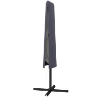 Outsunny Outdoor Cantilever Umbrella Cover Parasol with Rod, Zipper, Dark Grey(m-12)