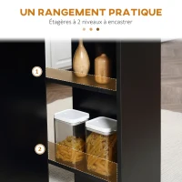 HOMCOM Table pliante de cuisine salle à manger amovible sur roulettes 75 x 140 x 74 cm coloris noir(m-5)