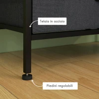 HOMCOM Cassettiera 5 Cassetti Moderna in Tessuto non Tessuto, Acciaio e MDF, 58x30x120 cm, Nera(m-7)