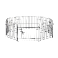PawHut Welpenlaufstall 8-TLG Welpenauslauf mit 8 Gitterplatten Tür Schutzplane Freilaufgehege 61cm hoch Welpengitter Laufstall für Haustiere Hund Katze Welpe Laufgitter für drinnen und draußen