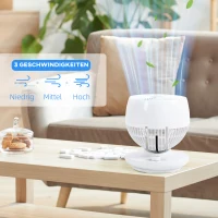 HOMCOM Tischventilator Umluftventilator 90° Kippfunktion 70° Oxidation 90° Schwenkbar Ventilator Lüfter 3 Geschwindigkeitsstufen ABS Kunststoff l Ø27 x 34H cm(m-5)