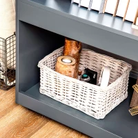 HOMCOM 2-Tier Storage Shelves, Kitchen Cart Shelf Unit with Wheels for Dining & Living Room, Home Study, Grey(m-9)