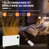 HOMCOM Radiateur électrique avec écran LED 800W/1200W/2000W protection contre la surchauffe blanc(m-6)