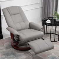 HOMCOM Reclining Swivel Chair, with Footrest - Grey(m-2)