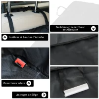 PawHut Housse de sièges arrières de voiture couverture tapis de protection imperméable chien chat 1,47 x 1,37 m tissu 600D oxford haute densité noir(m-4)