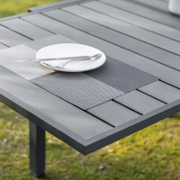 Outsunny Mesa de Jardín Extensible de Aluminio Mesa de Comedor para Exterior para 4-6 Personas Carga Max. 70 kg para Patio Terraza Balcón 90-180x90x73 cm Gris(m-8)