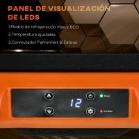 Outsunny Nevera Portátil Eléctrica 30L Refrigerador de Coche 12V/24V hasta -20℃ con Pantalla LED Táctil 58,7x36,5x36,8cm Negro(m-5)